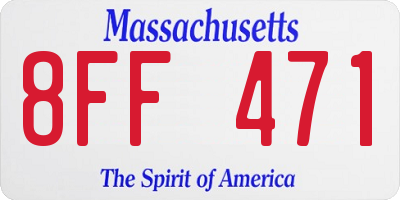 MA license plate 8FF471