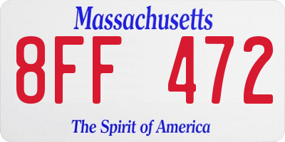 MA license plate 8FF472