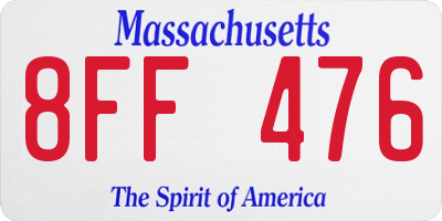 MA license plate 8FF476