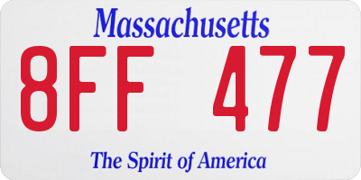 MA license plate 8FF477