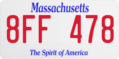 MA license plate 8FF478