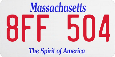 MA license plate 8FF504