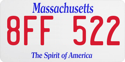 MA license plate 8FF522