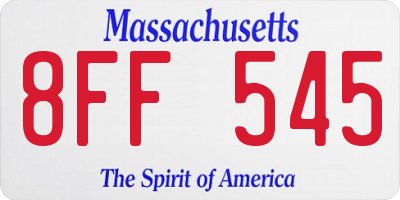 MA license plate 8FF545