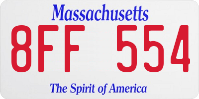 MA license plate 8FF554