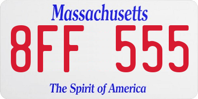 MA license plate 8FF555