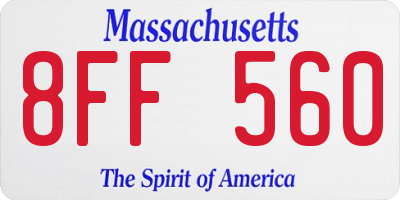 MA license plate 8FF560