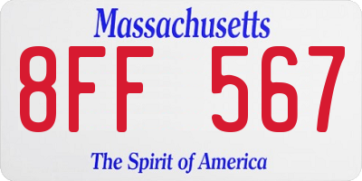 MA license plate 8FF567