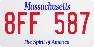 MA license plate 8FF587
