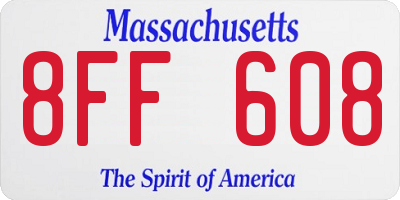 MA license plate 8FF608