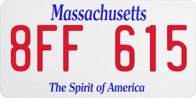 MA license plate 8FF615