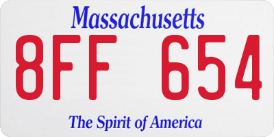 MA license plate 8FF654