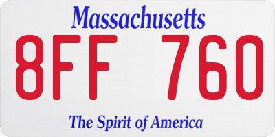 MA license plate 8FF760
