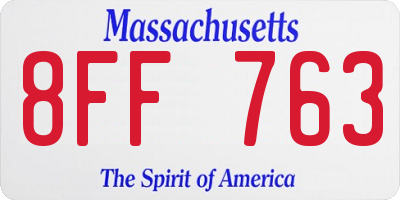 MA license plate 8FF763