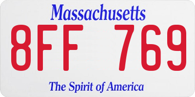 MA license plate 8FF769
