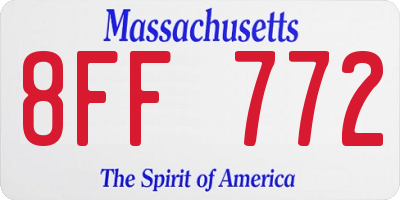 MA license plate 8FF772