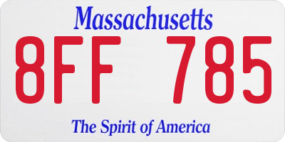 MA license plate 8FF785