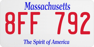 MA license plate 8FF792
