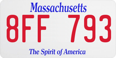 MA license plate 8FF793