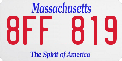 MA license plate 8FF819