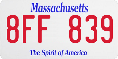 MA license plate 8FF839