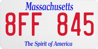 MA license plate 8FF845