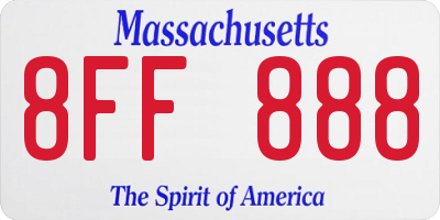 MA license plate 8FF888