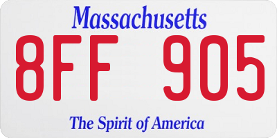 MA license plate 8FF905