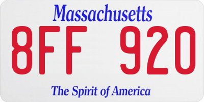 MA license plate 8FF920