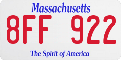 MA license plate 8FF922