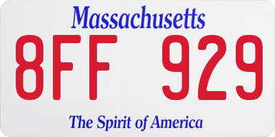 MA license plate 8FF929