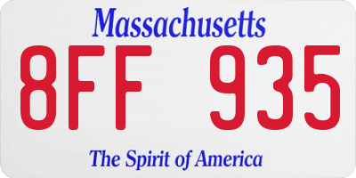 MA license plate 8FF935