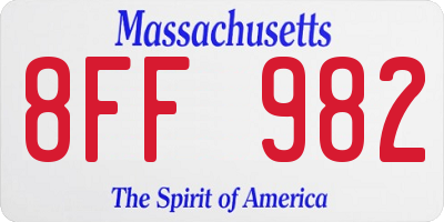 MA license plate 8FF982