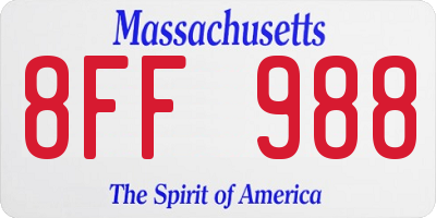 MA license plate 8FF988
