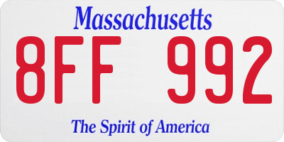 MA license plate 8FF992