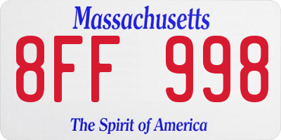 MA license plate 8FF998