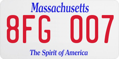 MA license plate 8FG007