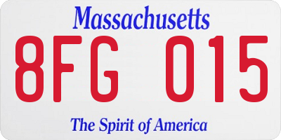 MA license plate 8FG015