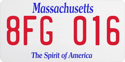 MA license plate 8FG016