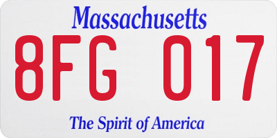 MA license plate 8FG017