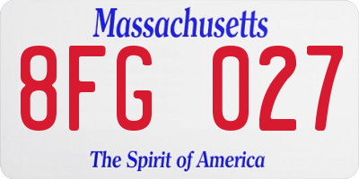 MA license plate 8FG027