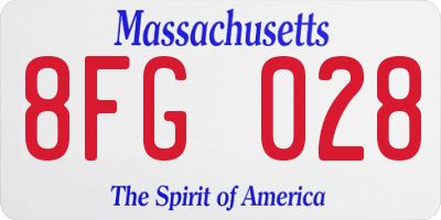 MA license plate 8FG028