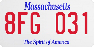 MA license plate 8FG031