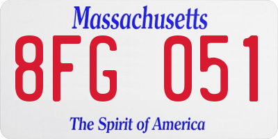 MA license plate 8FG051