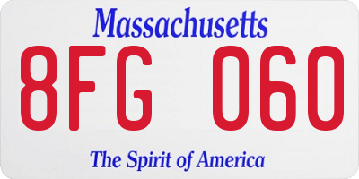 MA license plate 8FG060
