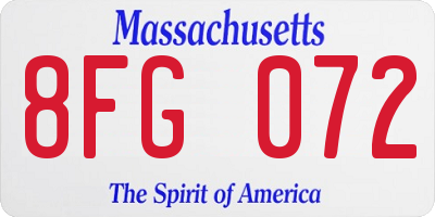 MA license plate 8FG072
