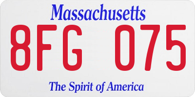 MA license plate 8FG075