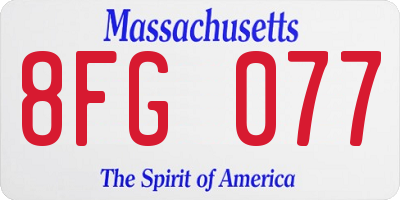 MA license plate 8FG077