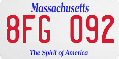 MA license plate 8FG092