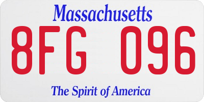 MA license plate 8FG096